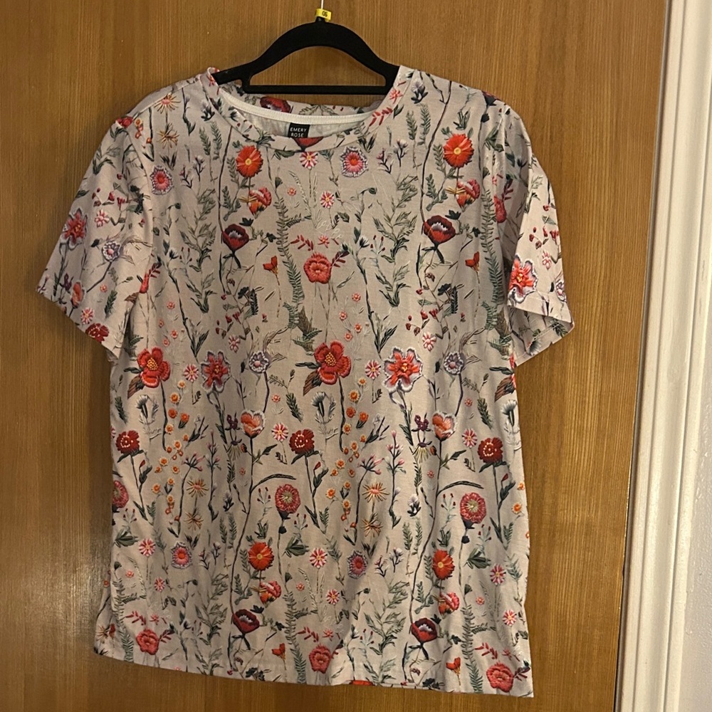 Floral Print Short Sleeve Blouse